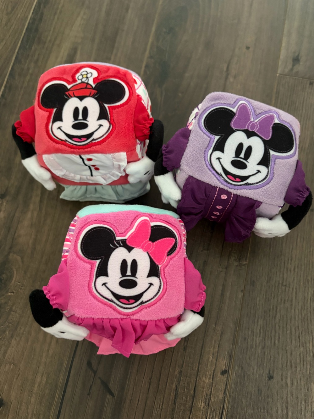 Disney Minnie Mouse Plush Cube Trio in Pink, Red & Purple